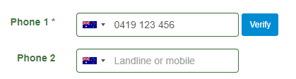 phone number in Account details